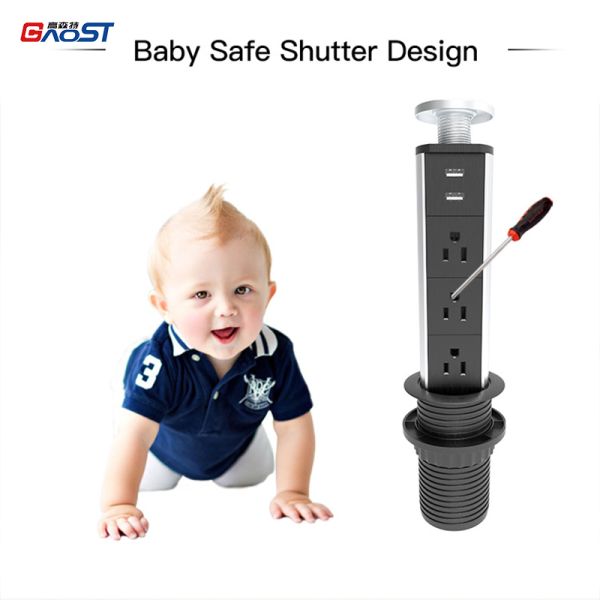 GAOST Motorised Retractable Pop Up Kitchen Counter Outlet Power Strip Socket