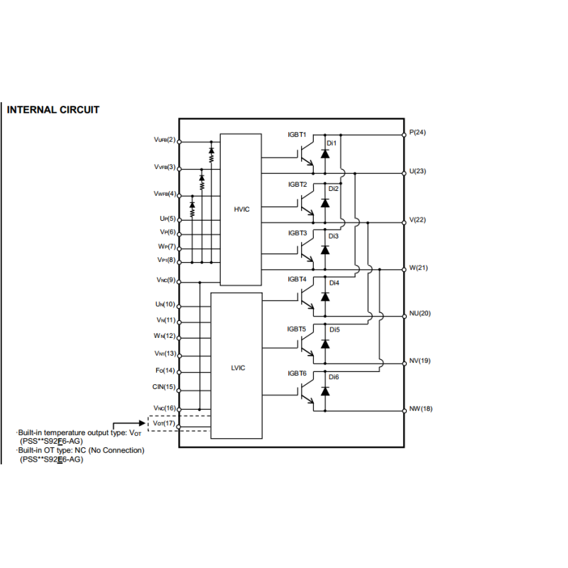 3 Phase Intelligent Power Module DC / AC ( CSTBT ) Dual In Line Package PSS15S92F6-AG