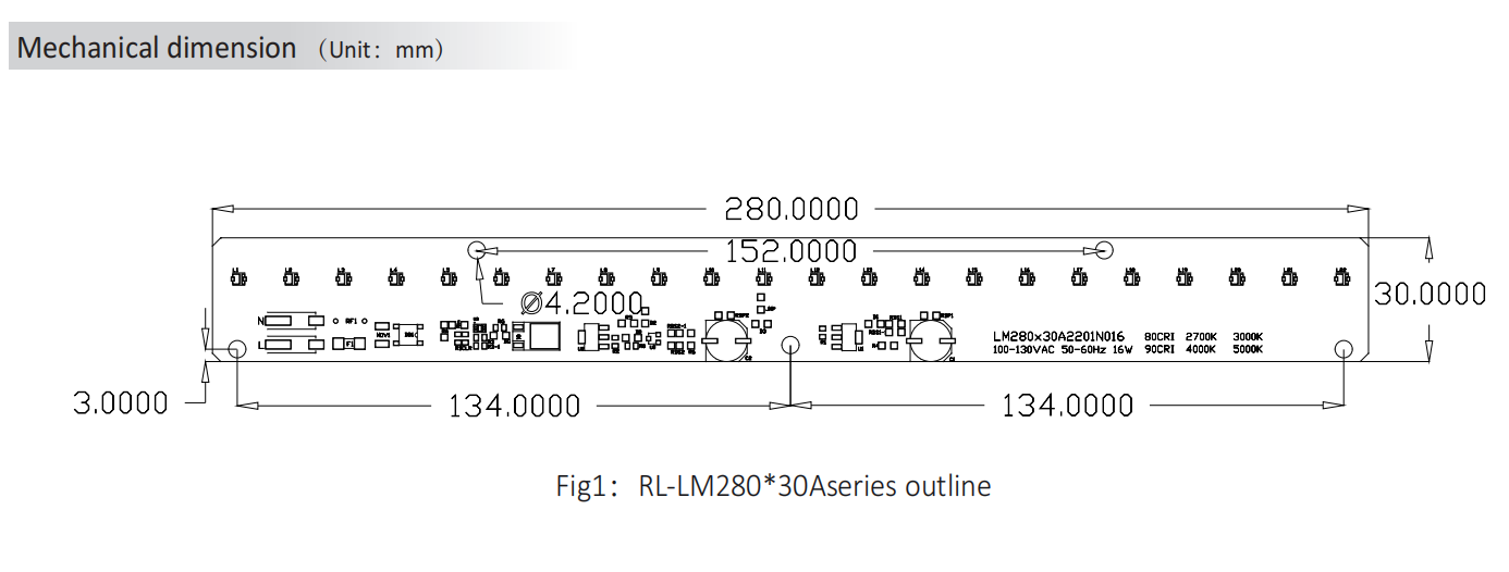 120Vac Input AC LED Module FF Linear Series 50 / 60Hz Frequency