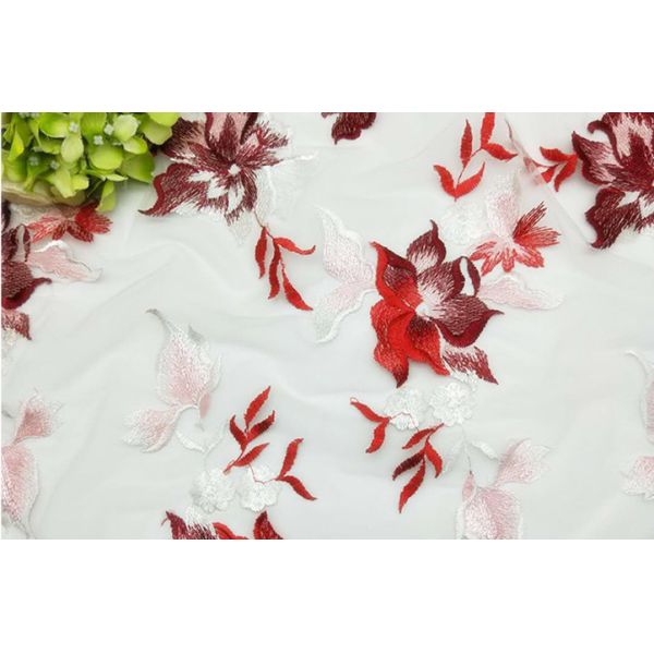 2018 Summer Newest Style Red Plain Embroidery Fabric 130cm wide