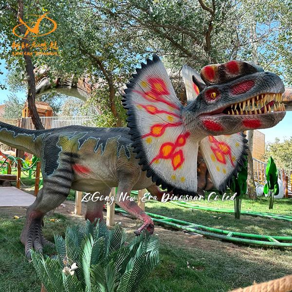 Quality Large Vivid Animatronic Dilophosaurus Dinosaur Model For Dino Park for sale