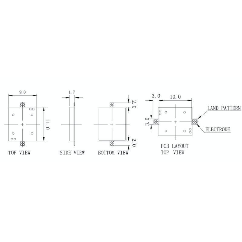 Low Current 5V Alarm Piezo Buzzer / Ultra Thin Acoustic Buzzer 11*9*1.7mm
