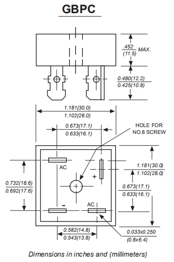 GBPC1506 GBPC2504 GBPC2502 Gbpc2506 GBPC25005 Bridge Rectifier 15A 600V