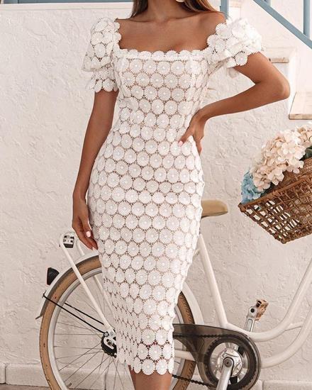 Quality Small Quantity Clothing Manufacturer Women'S Sexy Lace Long Dress Short Sleeve With 100% Polyester for sale