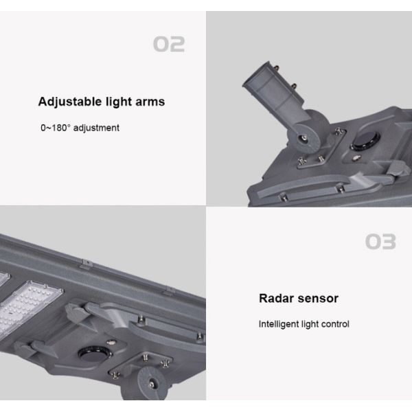 All in One Integrated Solar LED Street Light with Auto Dimming in Smart Cities