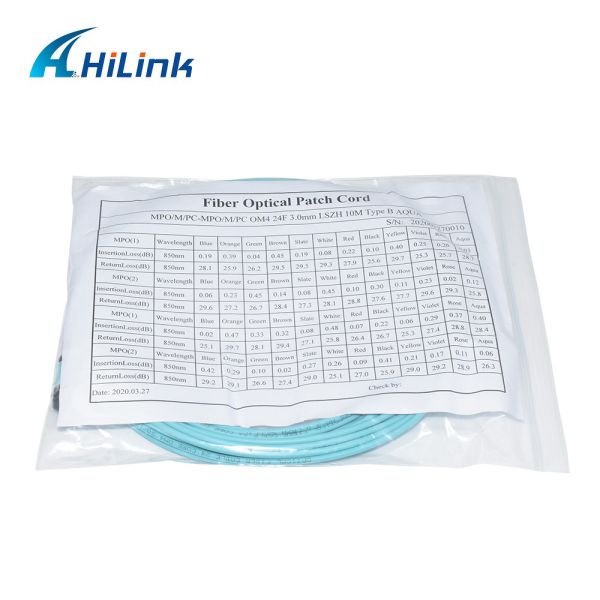 MPO MPO Fiber Cord WDM Solution 24 Core Multimode OM4 Male Male Type B