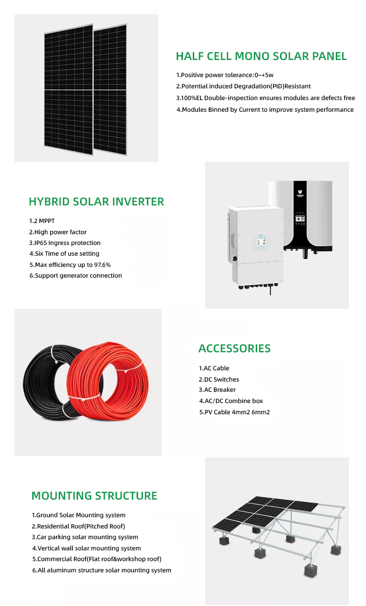 MPPT Controller 10KVA Solar Power System for Home Commercial Solar Energy Storage
