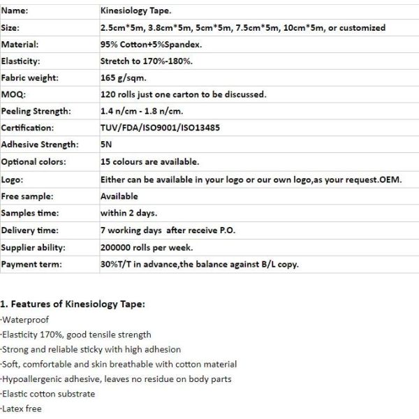 Recovery rigid sports strapping tape, Cotton Sports Athletic Tape with CE FDA, Original Factory Sport Self Adhesive Athl