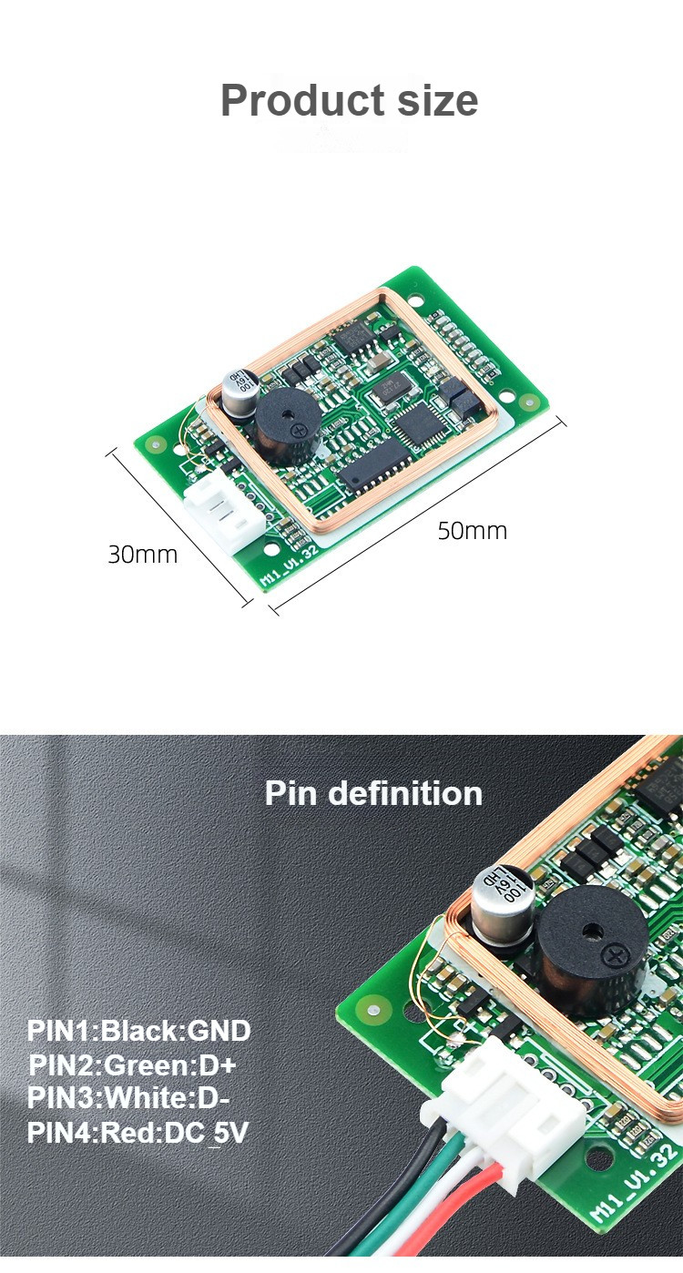 M11-WF-UH-00 RFID Card Reader Module Dual-Frequency Combined ID Card + IC Card Reader USB Plug-and-Play Driver-Free