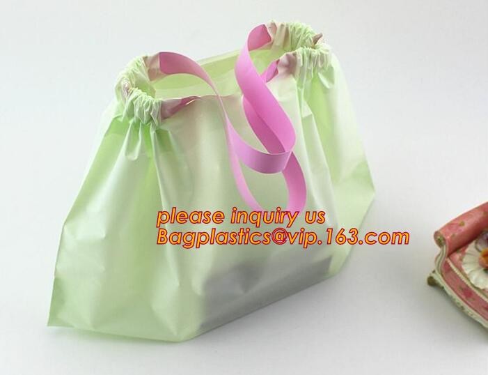 Promotional customized high quality soft loop plastic cloth bag,manufacturer custom soft loop handle polyethylene PE pla