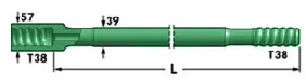 Extention T38 Thread DTH Drill Pipe Rods Male Male Connection