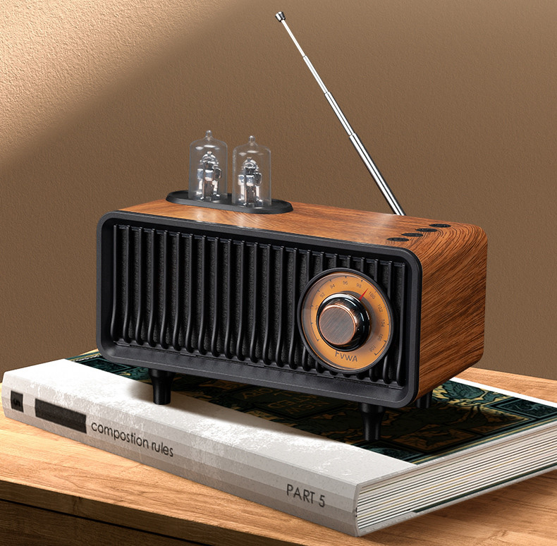 Black/Champagne Portable Clock Radio with Powerful Rechargeable Battery Pack and TYPE-C Charging Wire