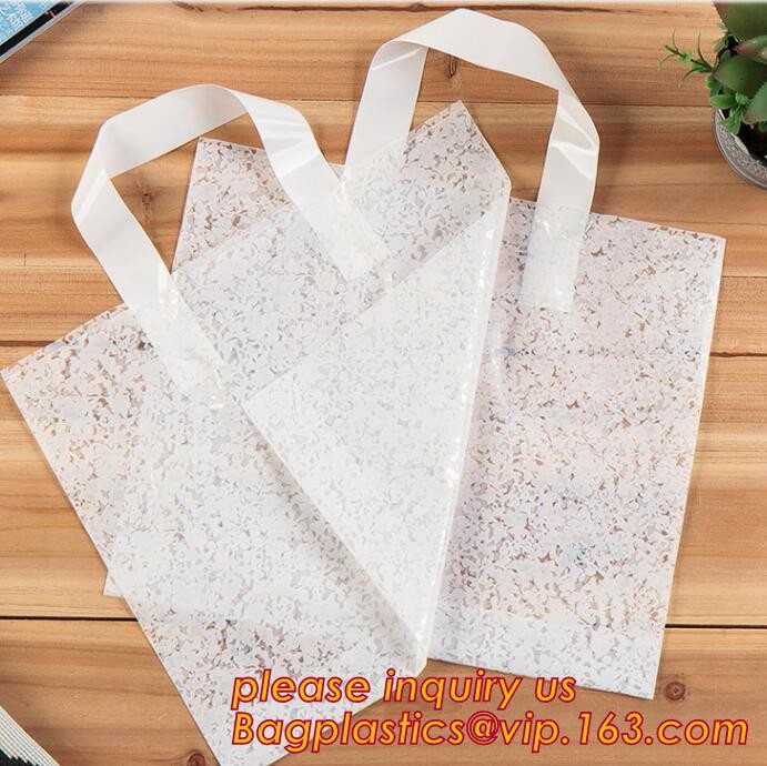 Promotional customized high quality soft loop plastic cloth bag,manufacturer custom soft loop handle polyethylene PE pla