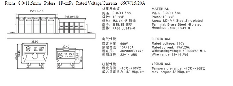 WS DIN RAIL terminal block