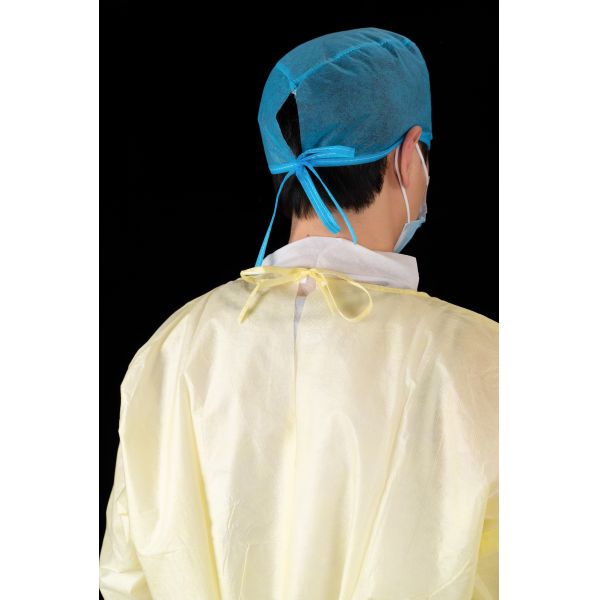 Level 2 Disposable Medical PP / SMS / PP PE Isolation Gown With Elastic Knitted Wrist
