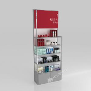 China GDR02-BG05 Left Illuminated Skincare Display Cabinet with Multi-Purpose Storage and Modern Style for Department Stores on sale