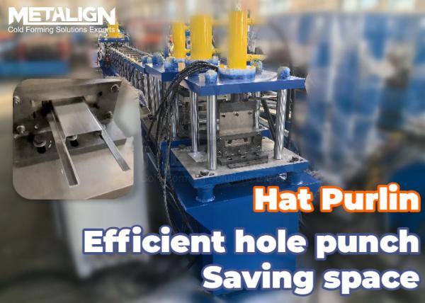Quality Customizable Roll Forming Line For Hat Purlins With Chain Drive And Hydraulic Punching for sale