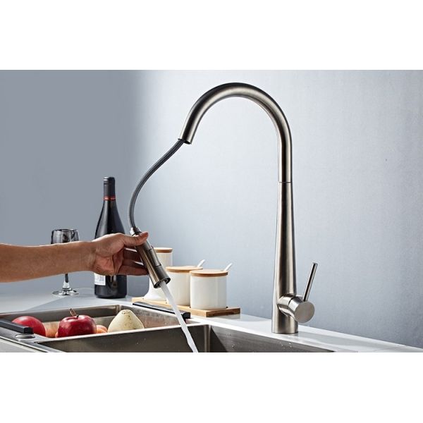 Stainless Steel Copper Pull Out Kitchen Sink Faucet
