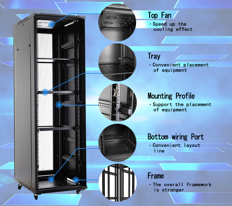 Cooling Data Center Floor Mount Server Rack Static Loading 800kg Width 600mm