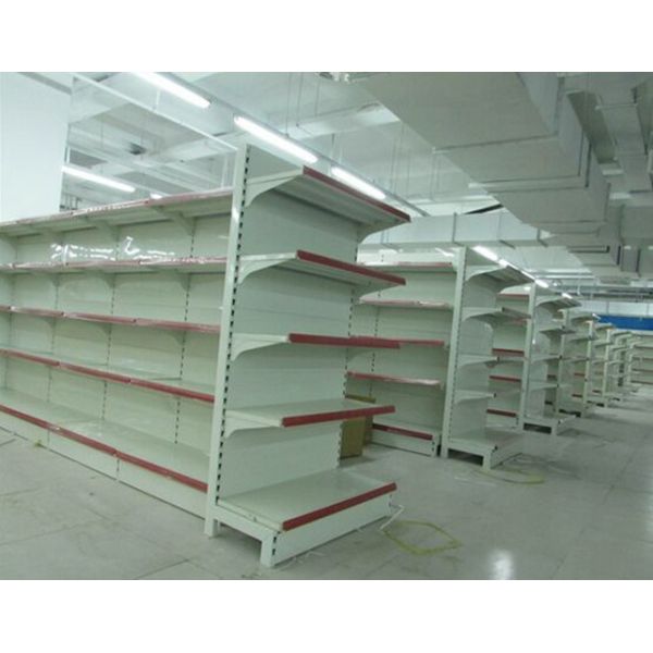 Store Supermarket Display Shelving / Metal Gondola Storage Shelf System