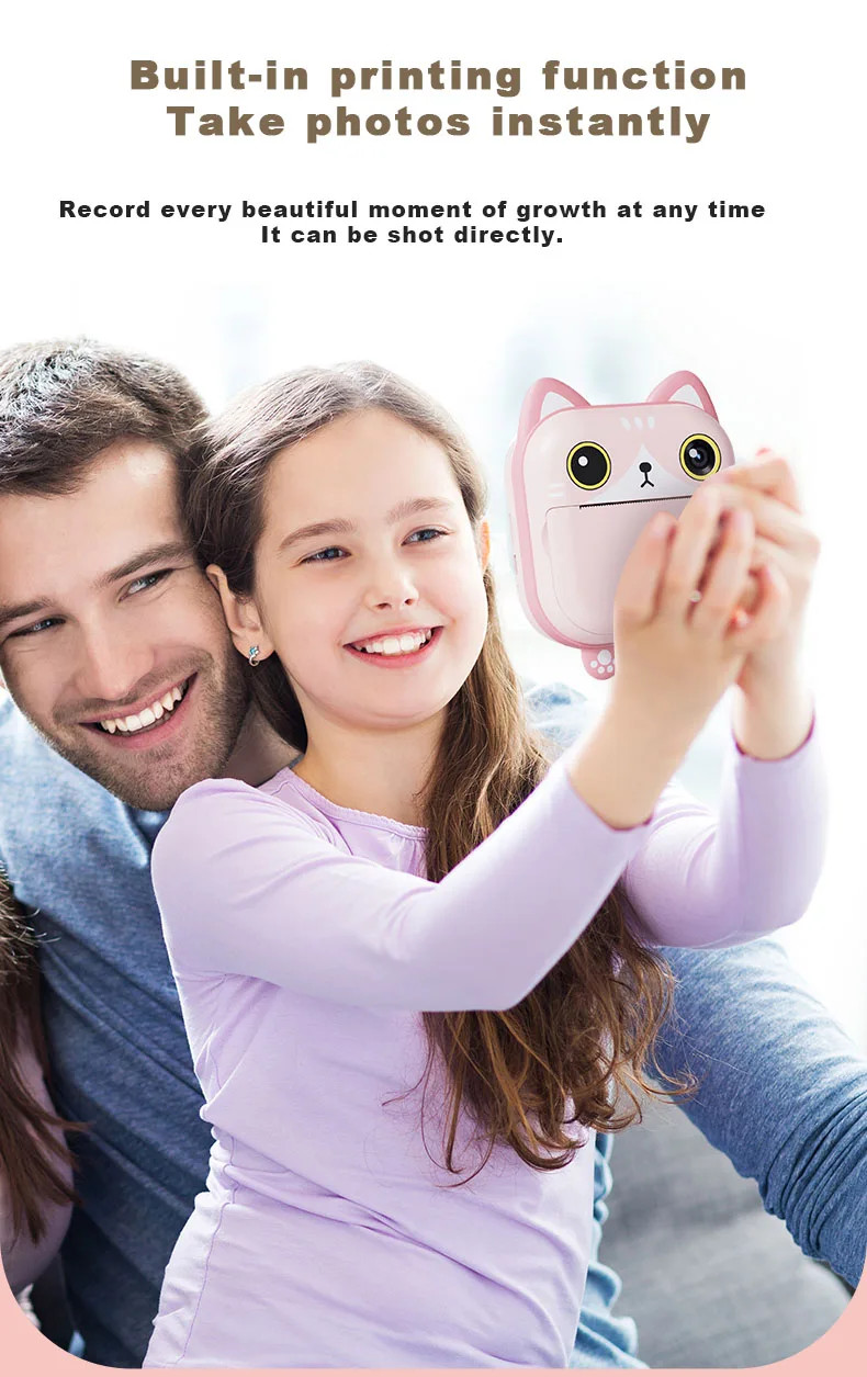 Kids Instant Camera Photo Print Camera For Children 2.4“ Video Digital Camera With Print Paper For Child