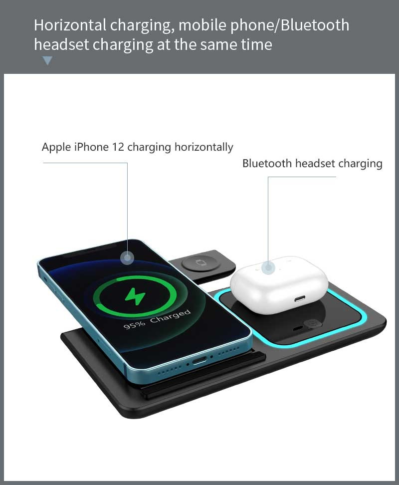 Foldable 15W Fast Wireless Charging Stand For Apple Watch Airpods