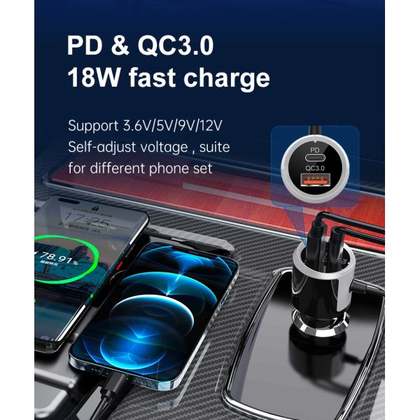 Car Air Vent Mount Bluetooth FM Transmitter PD QC USB Charger