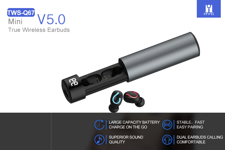 2 In 1 Auriculares Power Display Support Power Bank Earphones TWS Grey