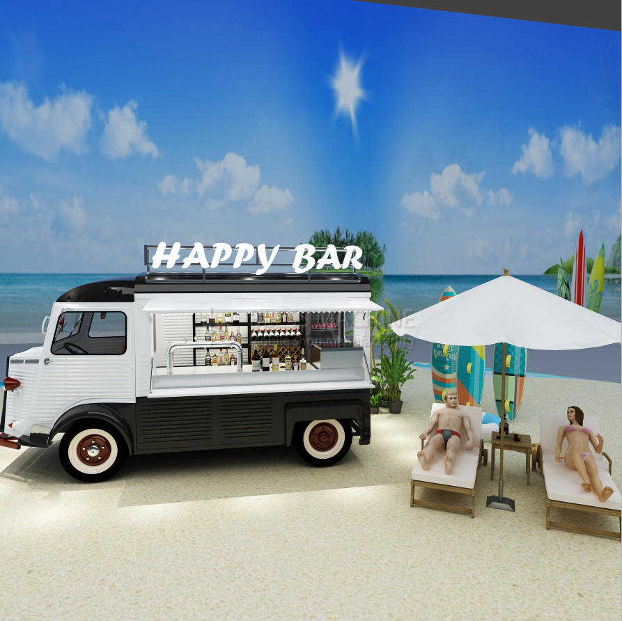 Stainless Steel Fast Food Snack Beverage Beer Drink Ice Cream Coffee Milk Tea Trailer Bar Cart