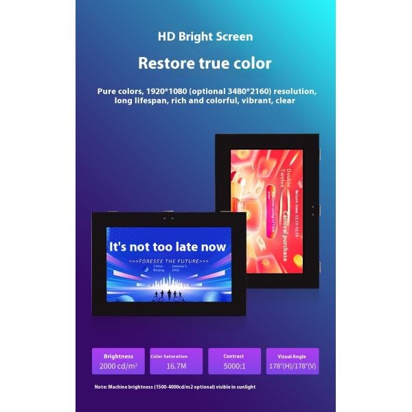 High Brightness Waterproof Lightning-Proof Outdoor Wall-Mounted Advertising Machine Sunscreen LCD Display for Outdoor Ads