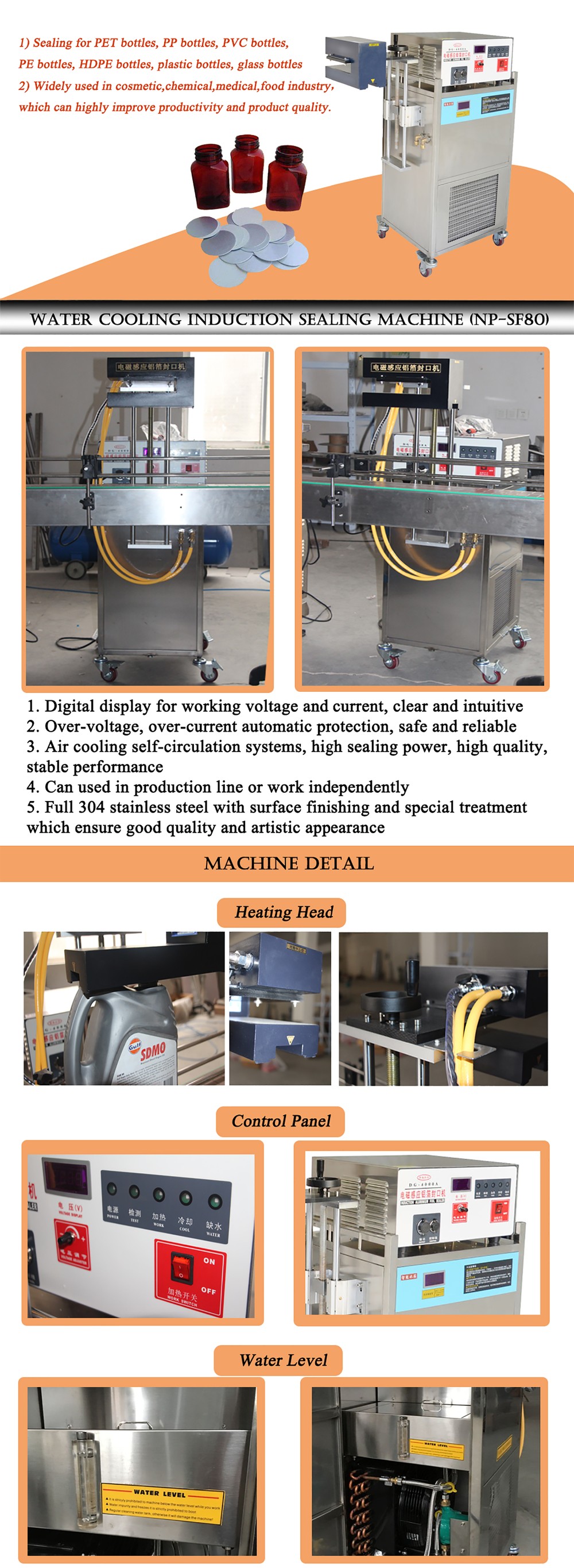Pet Bottle Induction Aluminum Foil Sealing Machine Stable Performance