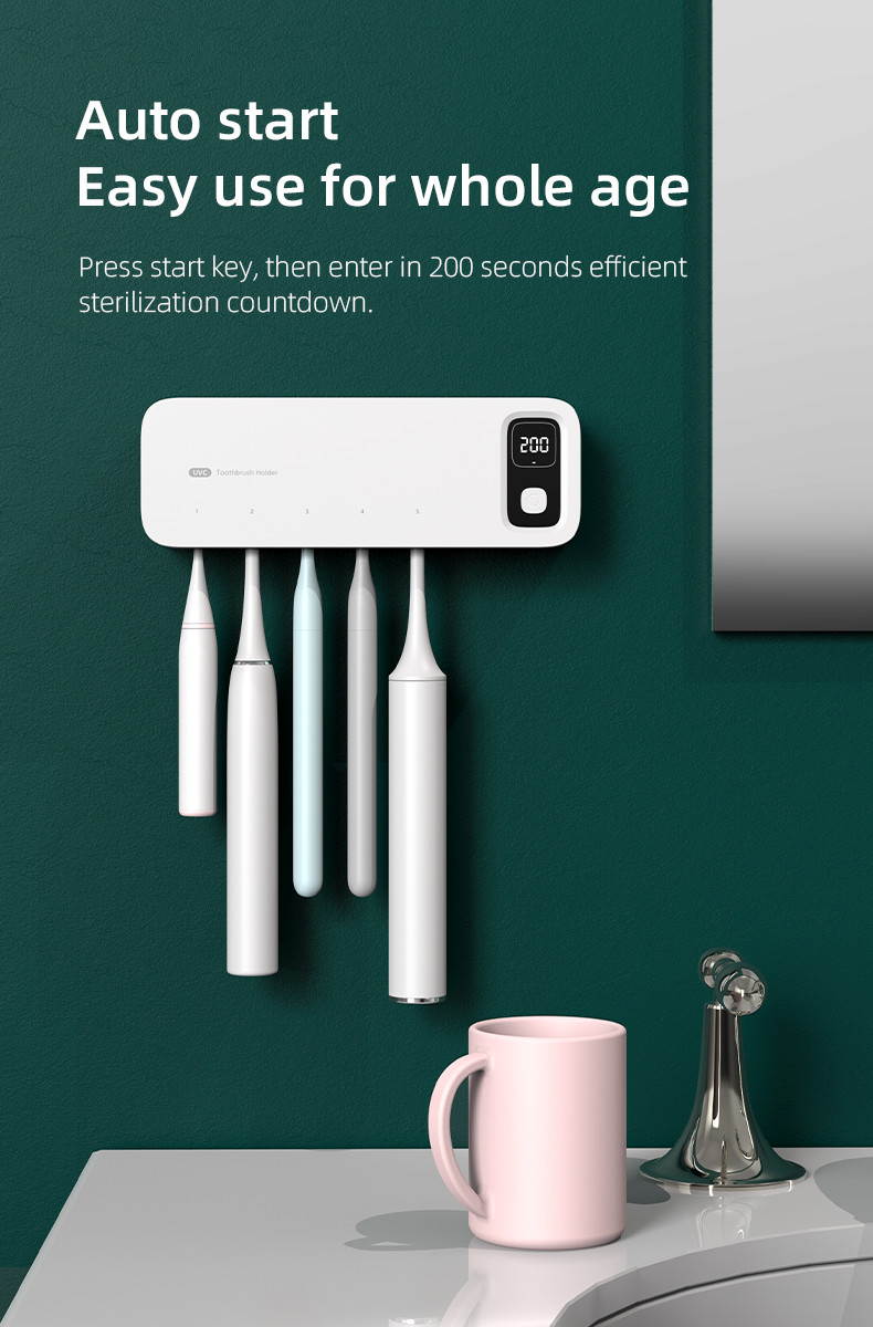 2000mah Battery Smart Toothbrush Disinfection Case with 5 Toothbrush Positions