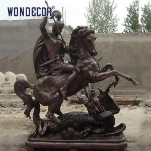 China Custom Casting Bronze Statue St George Slew Dragon Sculpture For Garden Decoration wholesale