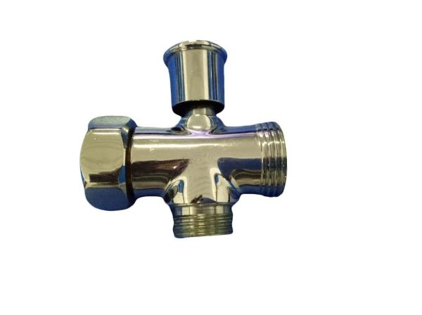 Quality F1/2'xM1/2"xM3/4"Three Way Chrome-Plated Brass Shower Faucet Diverter Valve With Zinc Handle for sale
