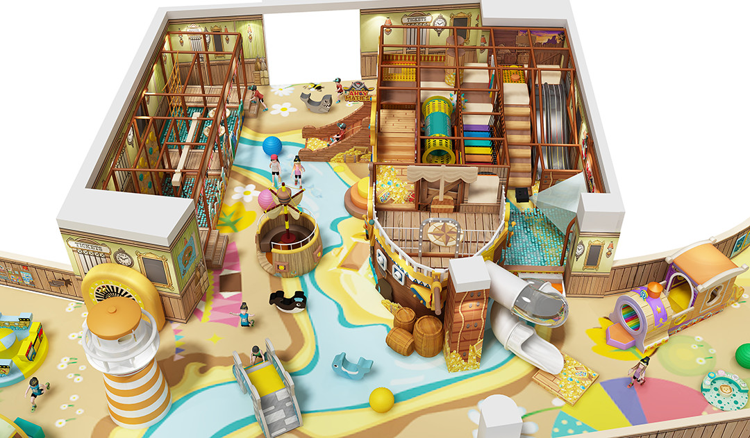 Pirate Ship Indoor Playground with Soft Padded Structure