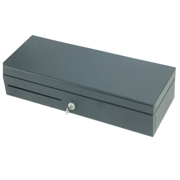 Black Mini RoHS 6V 12V POS Cash Drawer Flip Top Metal Cash Box