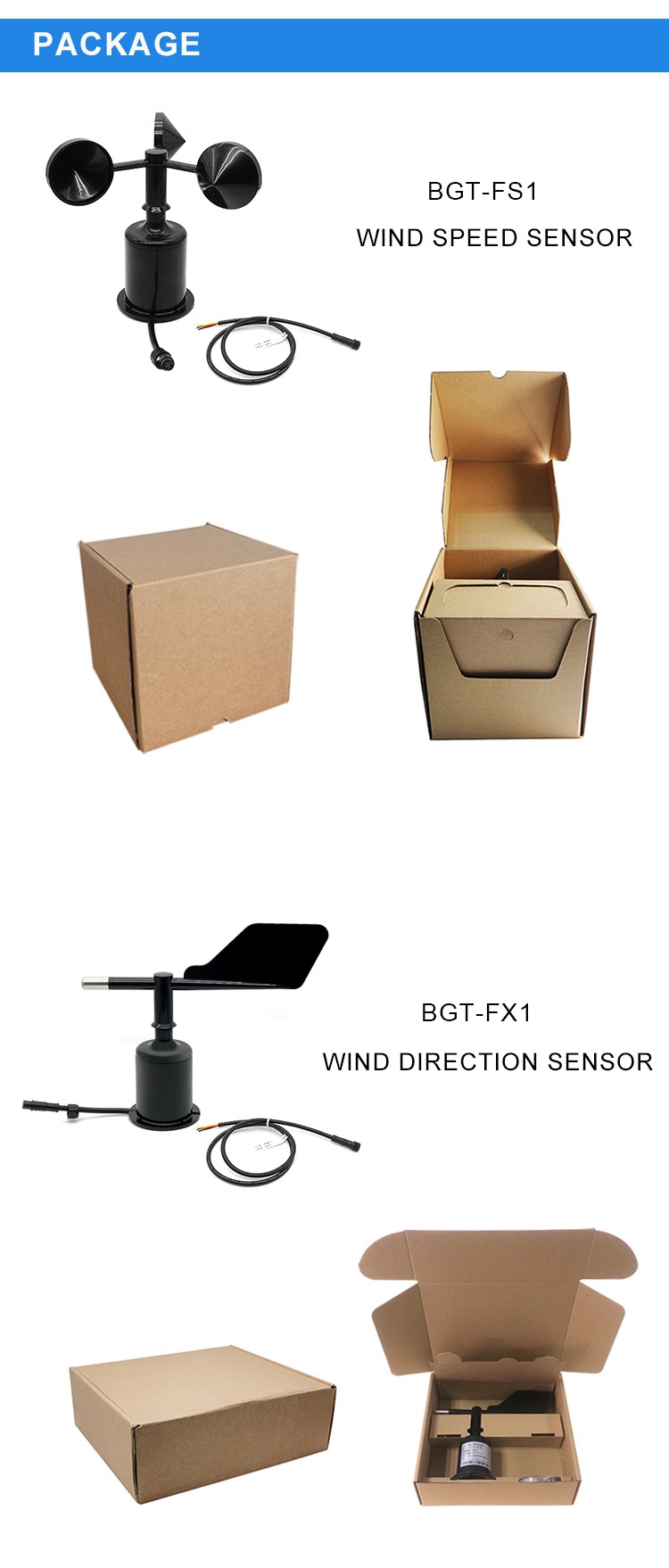 DC9-30V Power Supply Wind Speed Direction Sensor with ± 3° Accuracy and CE Certification