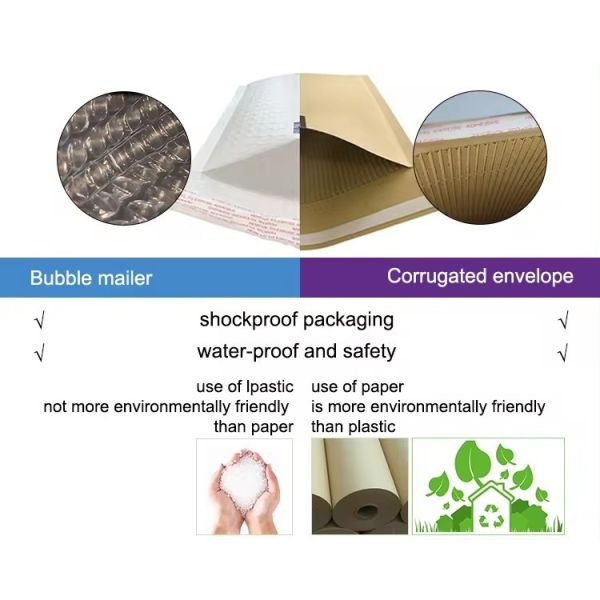 Self Adhesive Seal Kraft Paper Mailer Envelope Bags Brown White Customized