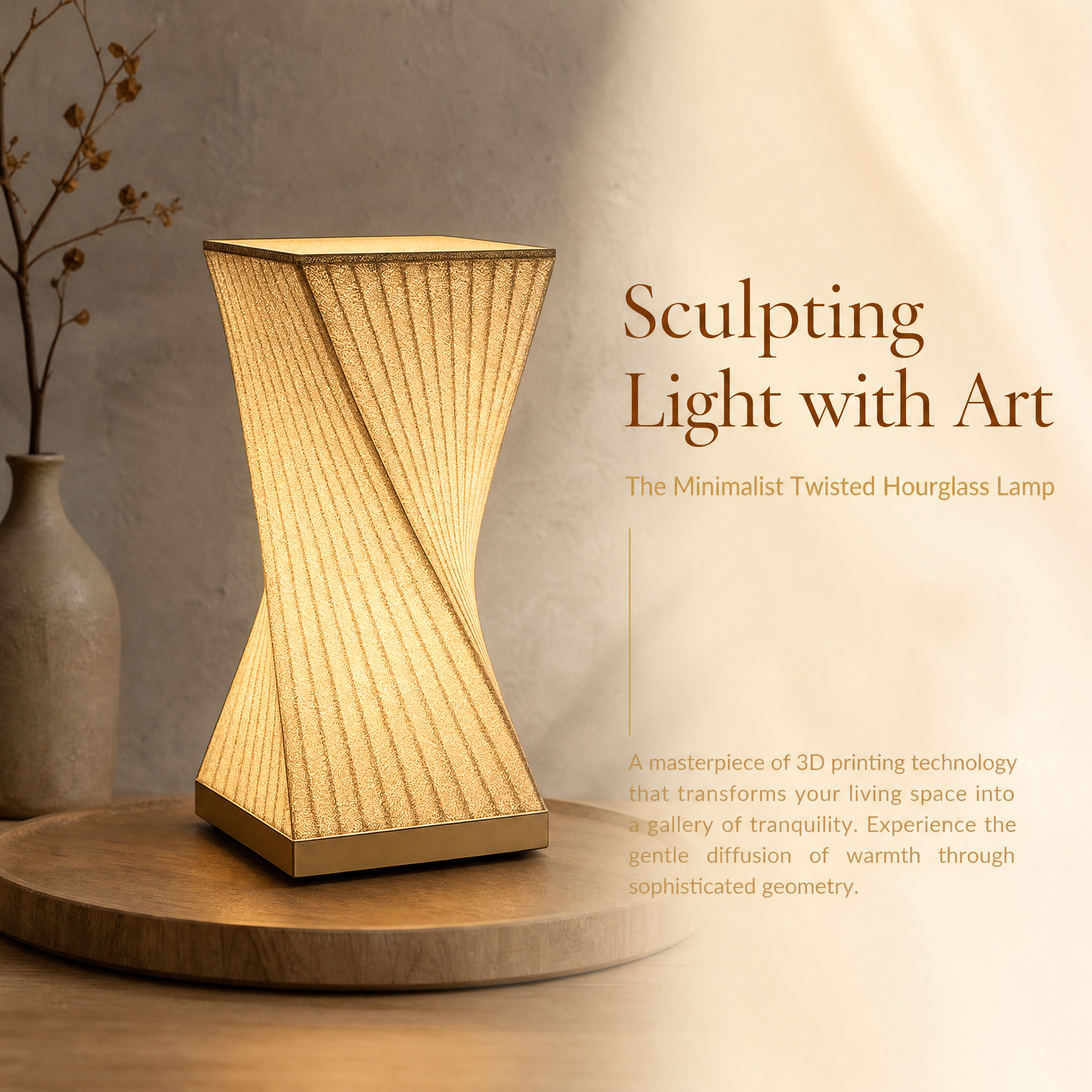 Twisted 3D Printed Lighting Fixtures Art Styled 3d Printed Lamp Warm Light