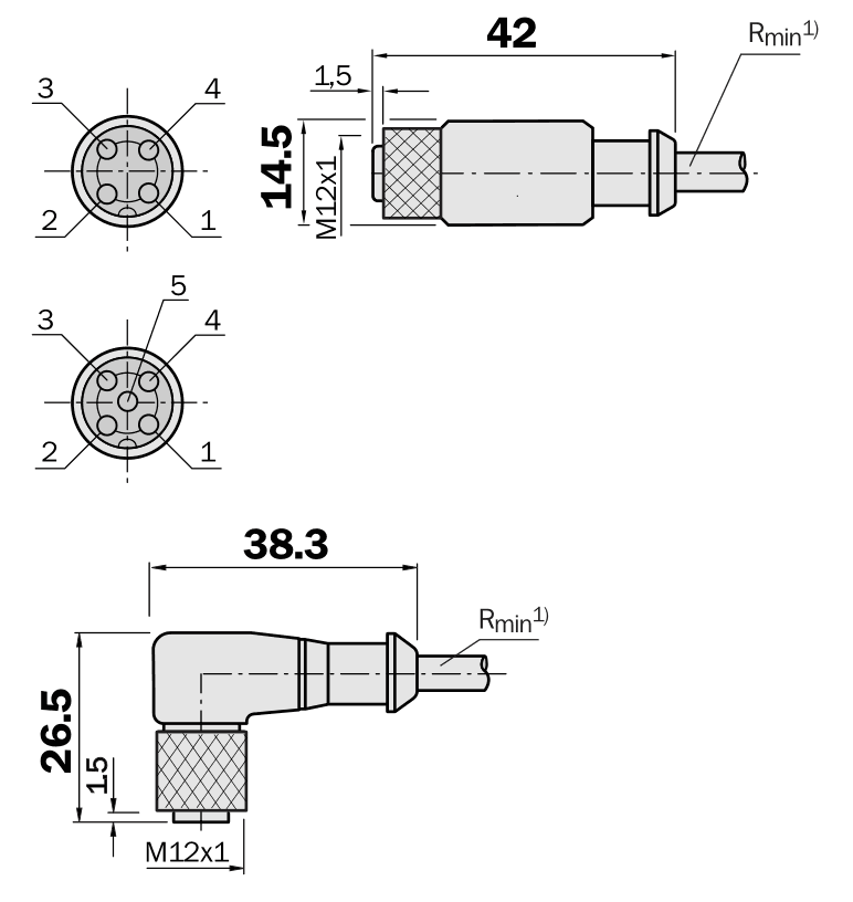 4 Pin Cable Connector Fitting M12 Female Straight Connector Cable For All M12 Inductive Proximity Sensor Switch