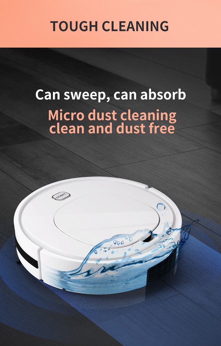 FCC Robot Vacuum For High Pile Carpet Outlet White Floor Mopping Robot