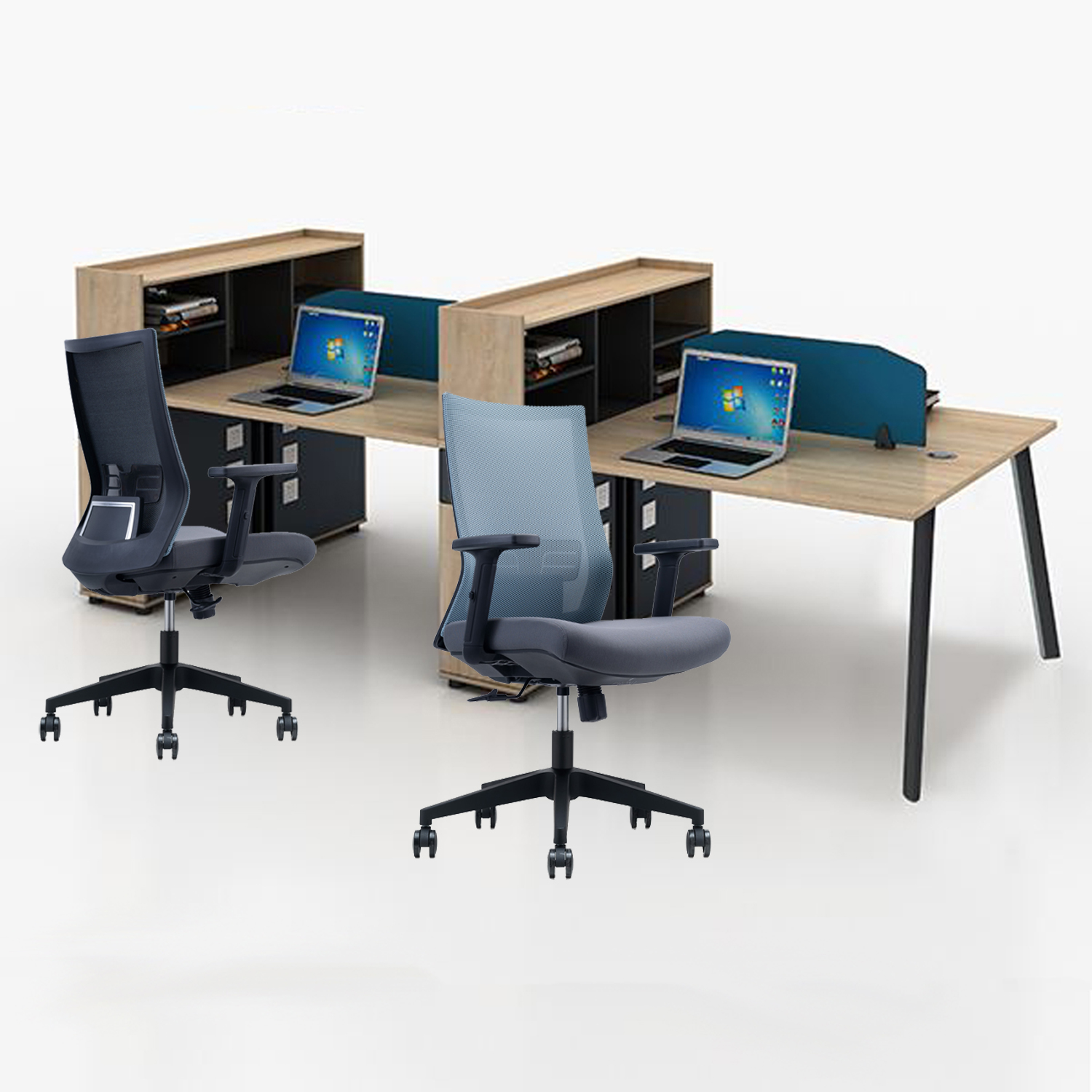 Modern Design Style Fabric Mid-back Mesh Office Executive Chair with 2D Arm Ergonomic