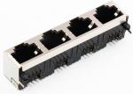 1 * N RJ45 Multiple Port Connectors , Right Angle Tab Up RJ45 Multiport