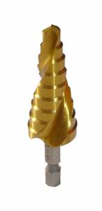 China Hex Shank HSS Step Drill Bits With Titanium Coated Spiral Flute Inch Size wholesale