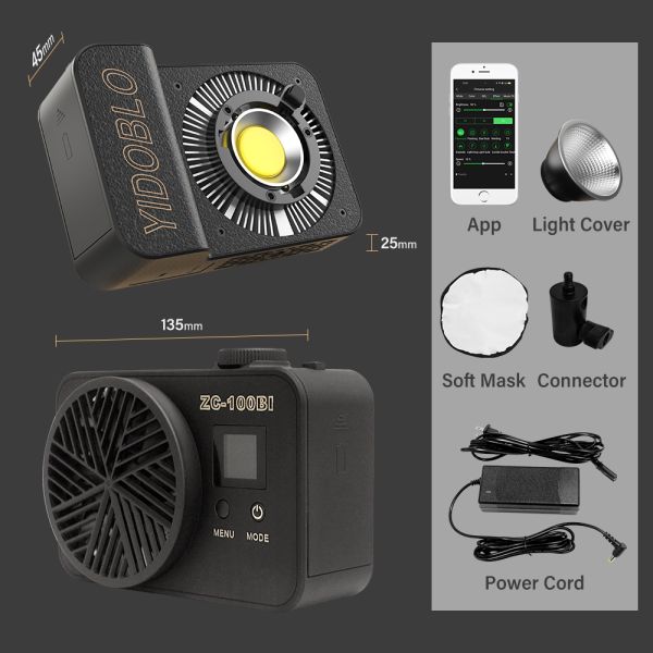 Lithium-Ion Battery Type 100w Cob Led Video Light Bi Color 2700k 7500k Camera Lights With Softbox