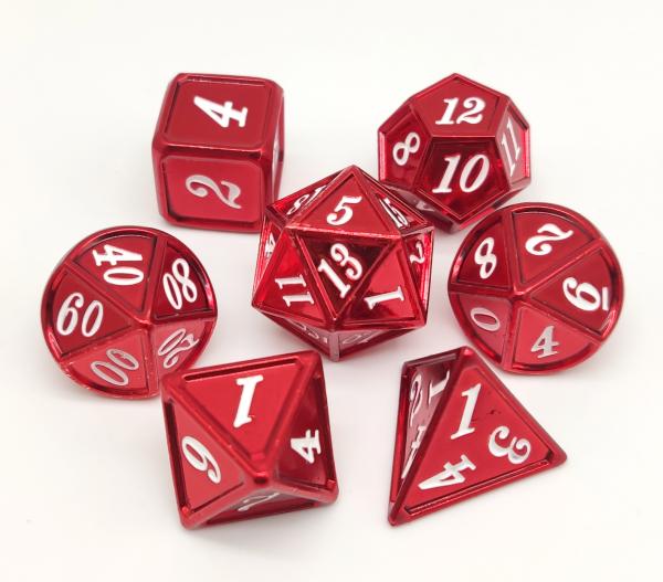 Quality Sturdy Portable Red Metal Dice Set Handmade Seven Sharp Edged for sale