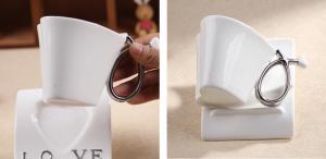 China heart shape style coffee mug with plate wholesale