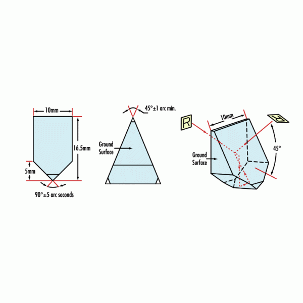 High Performance Schmidt Roof Prism With 5 Arcsecond Roof Angle Tolerance