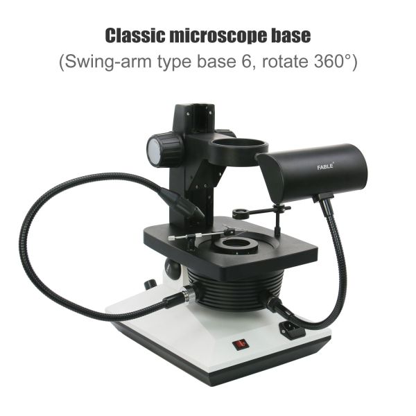 Fable LED Swing Arm 45X Binocular Gem Microscope Classic Base FGM-R6S-161