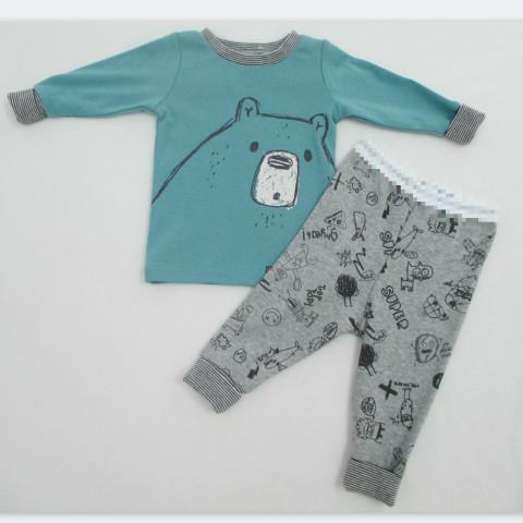 Quality Cotton 1x 1 Rib Baby Boy 2pcs Set O Neck Collar Ribbed Pyjama Set for sale
